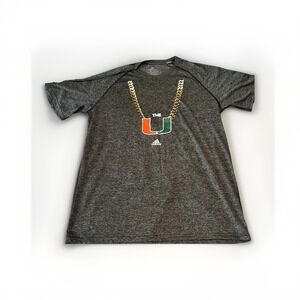 Adidas Miami Hurricanes Football Canes Turnover Chain Gray Shirt Men Size XL